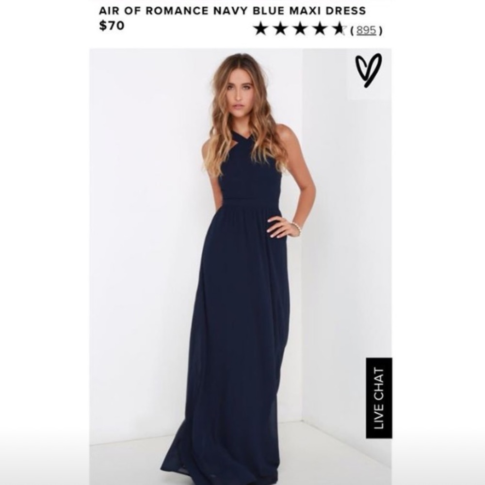 Lulu’s Air of Romance Navy Blue Maxi Dress